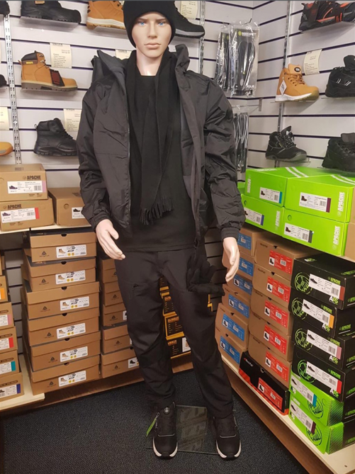 Layered winter workwear display